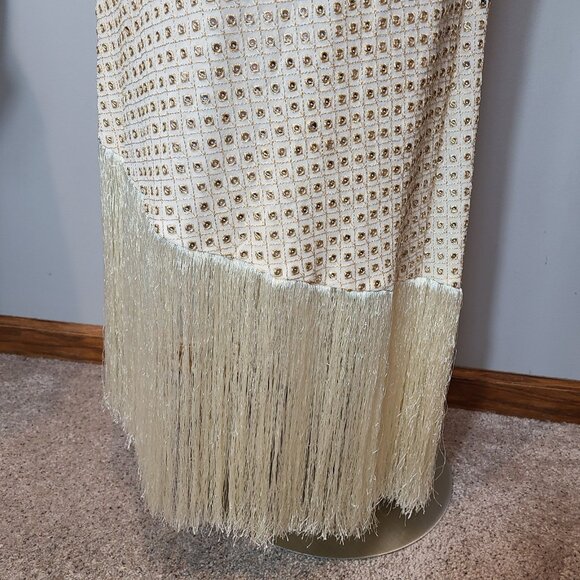 Dash and Dot Mirror Sequin Dress Fringe 1920s Gilded Gold Holiday Wedding New - Picture 2 of 11